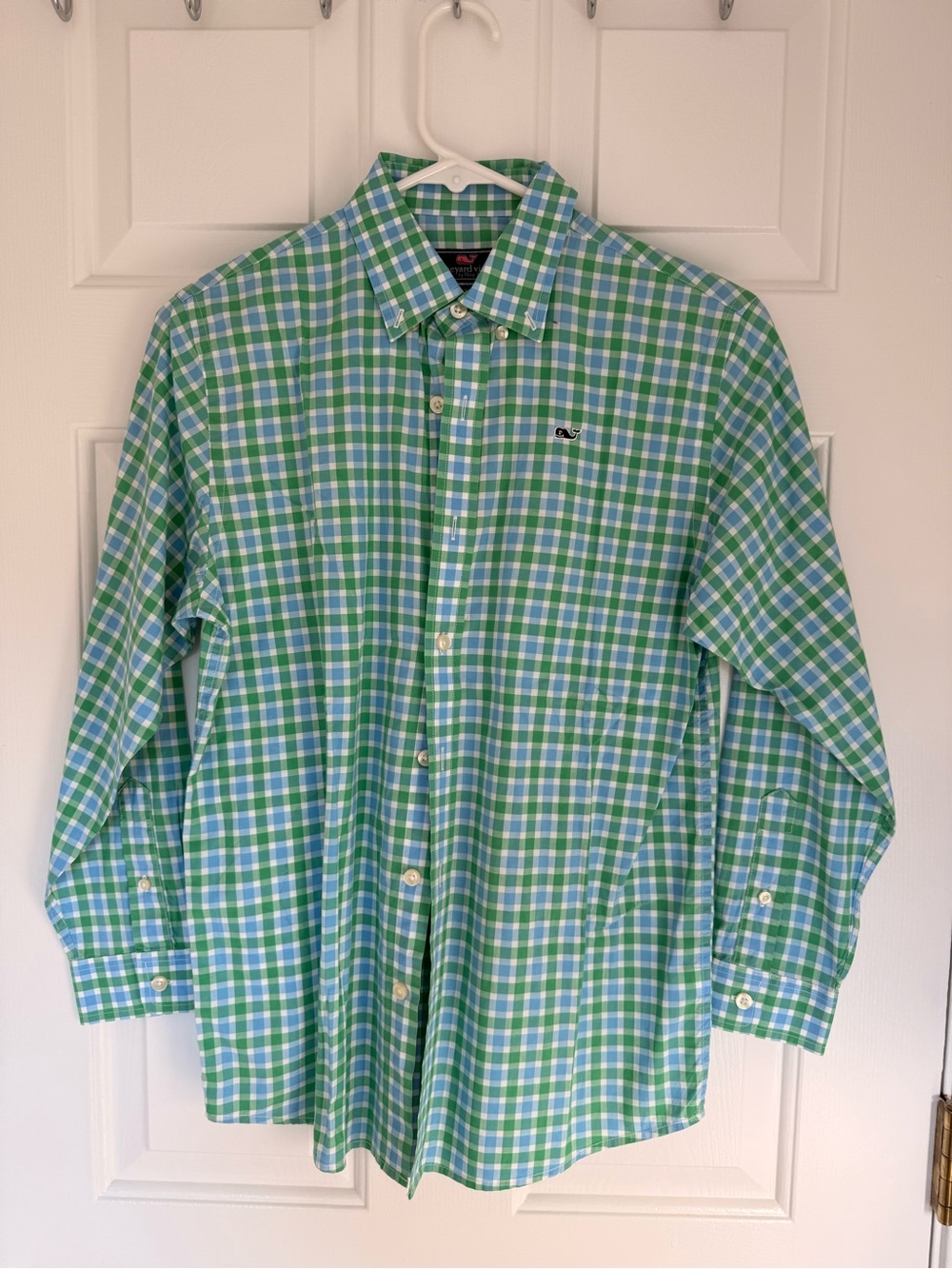 Vineyard Vines Blue and Green Plaid Button-Down Shirt